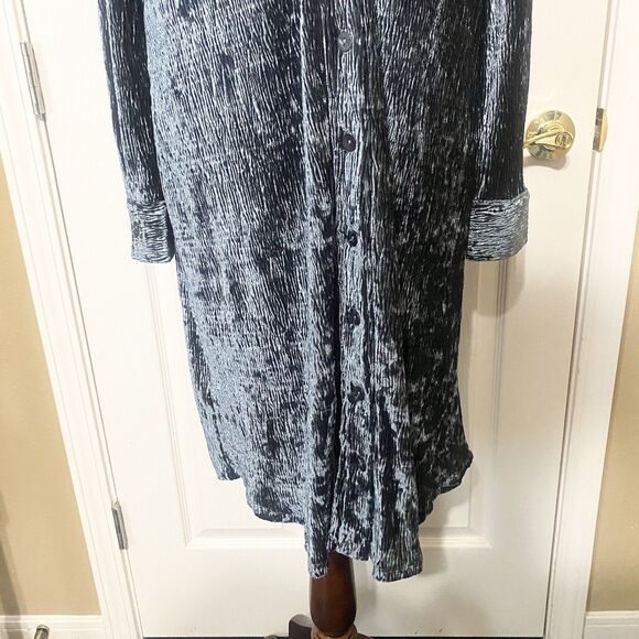 Soft Surroundings Maxime Button Front Velvet/Velour Crinkle Shirt Dress Size L - Picture 3 of 13